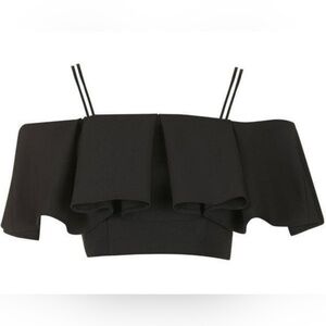 TOPSHOP Cold Shoulder Pleated Crop Top